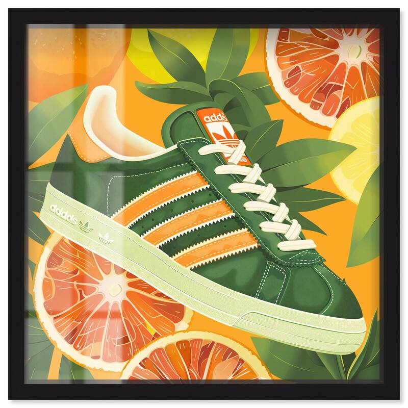 Citrus Sneaker Shadowbox by Art Remedy - Black - 30" x 30"