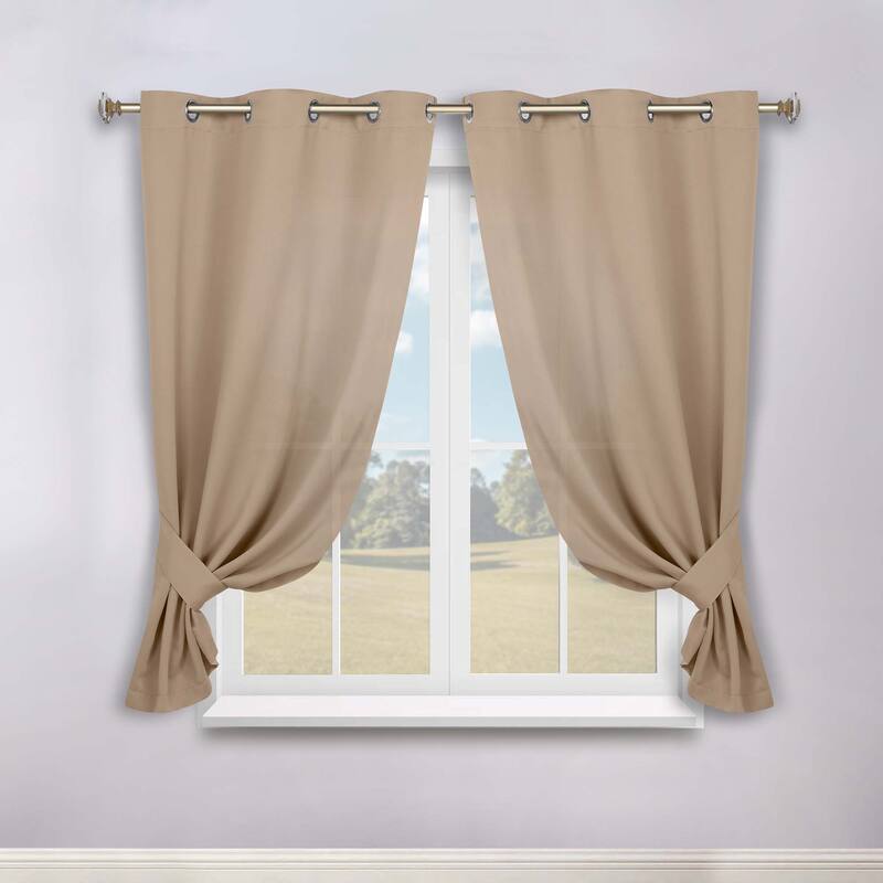 Superior Solid Machine Washable Room Darkening Grommet Blackout Curtains, Set of 2