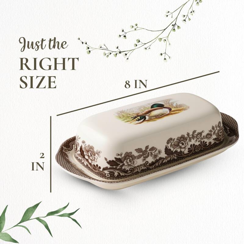Spode Woodland Covered Butter Dish - 8 in by 4 in