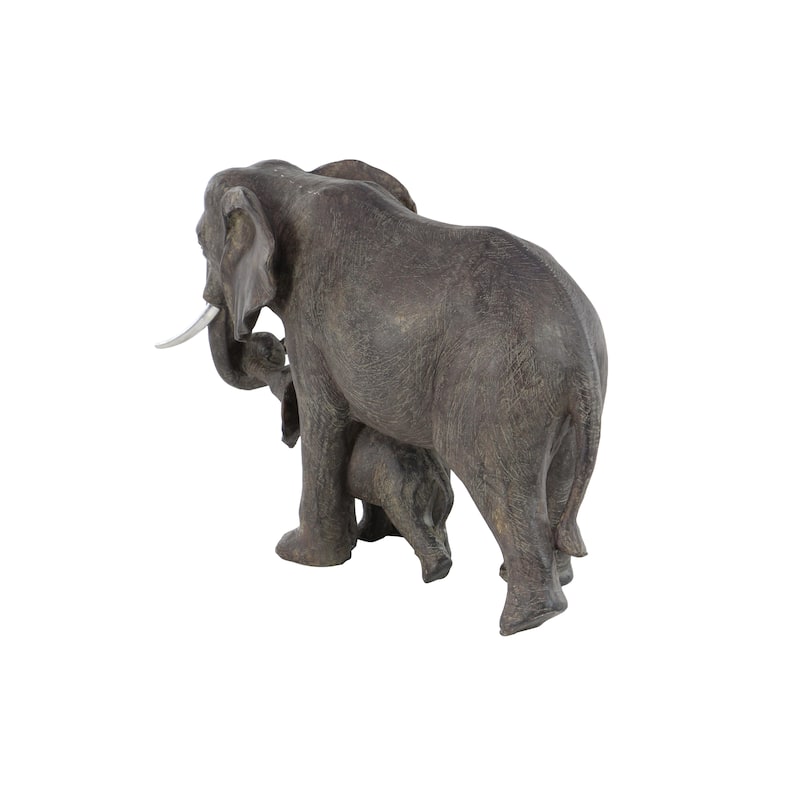Gray Polystone Elephant Decorative Sculpture