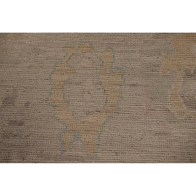 Vegetable Dye Oushak Area Rug Handmade Floral Wool Carpet - 9'2" x 12'2"