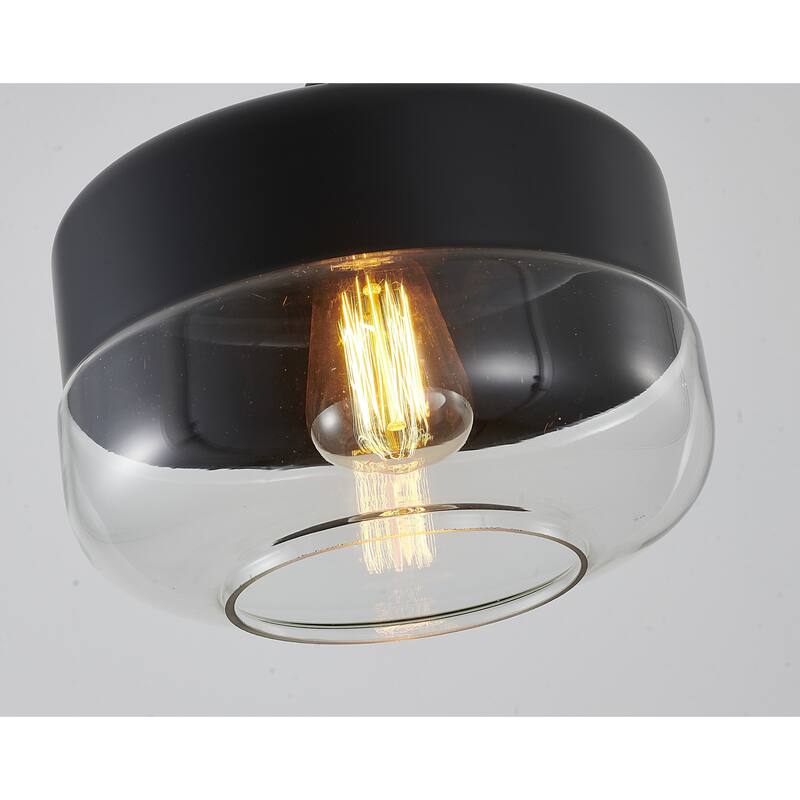 1-Light Matte Black Wall Sconce With A Clear Glass Shade