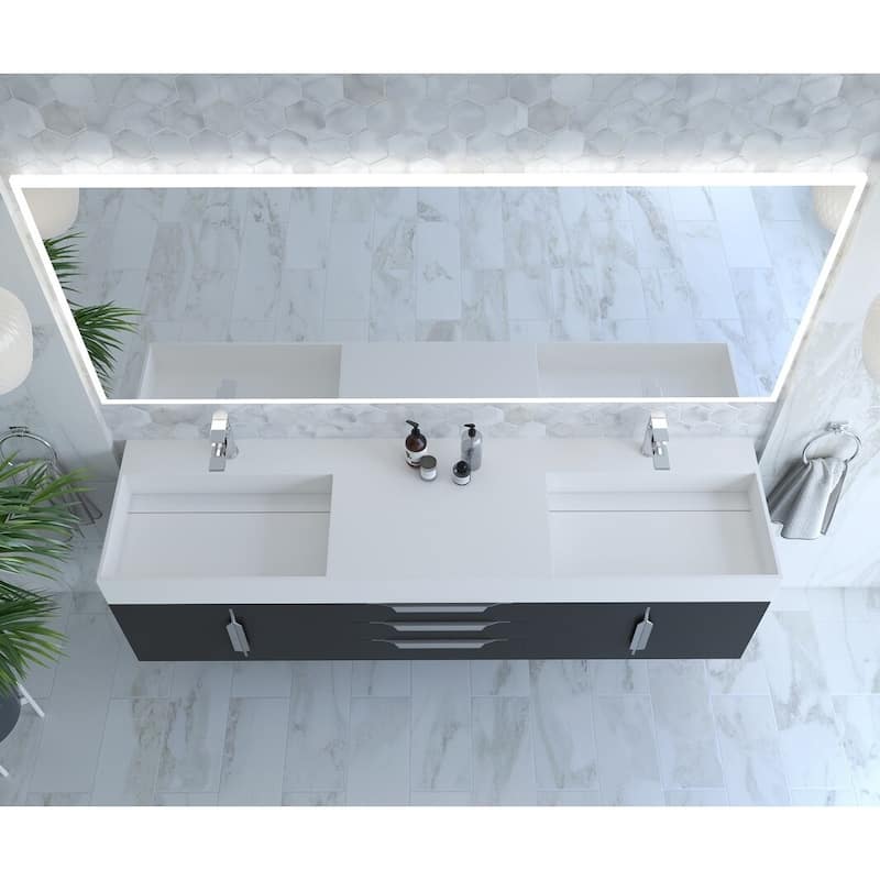 Amazon 72" Wall Mounted Bathroom Vanity Set w/ White Top