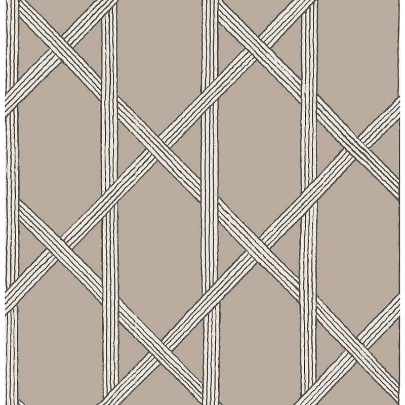 Kenneth James Mandara Taupe Trellis Wallpaper - 20.5in x 396in x 0.025in