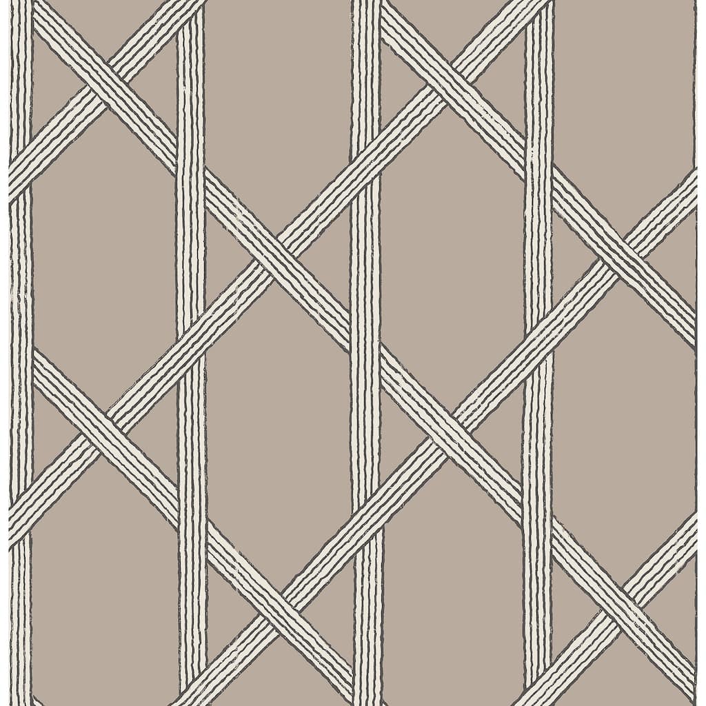 Kenneth James Mandara Taupe Trellis Wallpaper - 20.5in x 396in x 0.025in