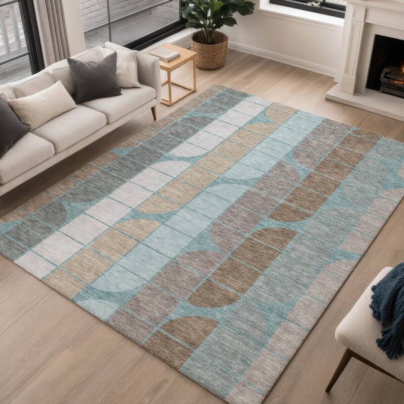 Machine Washable Indoor/ Outdoor Modern Finch Chantille Rug
