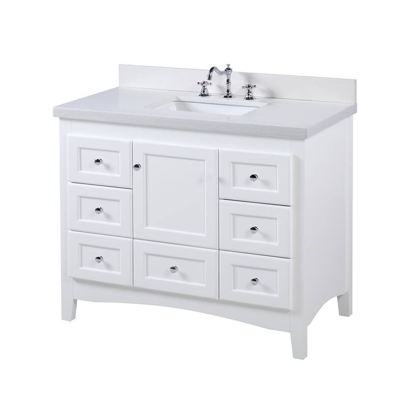 KitchenBathCollection Abbey 42" Bathroom Vanity with Quartz Top