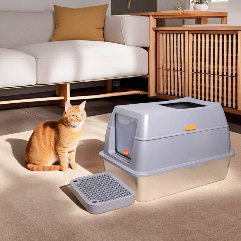 Extra Large Enclosed Stainless Steel Cat Litter Box Metal Litter Tray