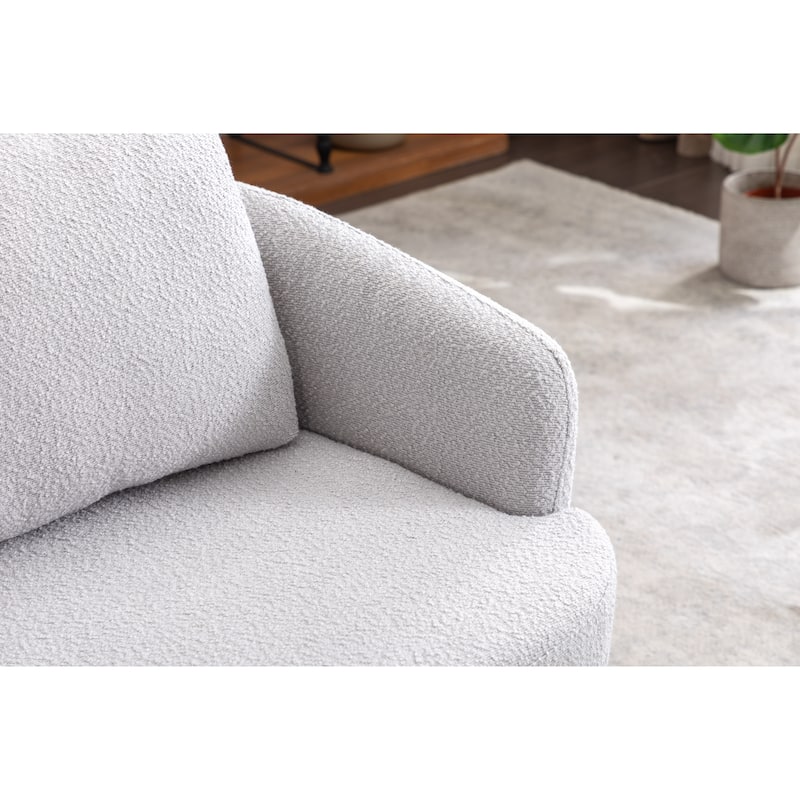 Light Gray Modern 30.3" Upholstered Swivel Accent Chair with Soild Wood Round Brown Base