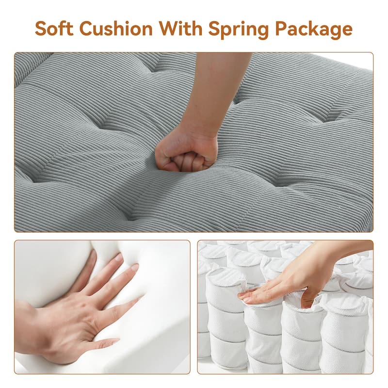 Corduroy Convertible Loveseat Sofa Bed Recliner with Cup Holder, USB Ports