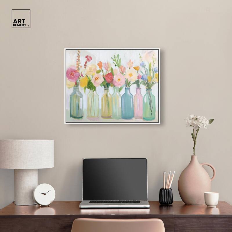 Bottled Blooms Canvas by Art Remedy