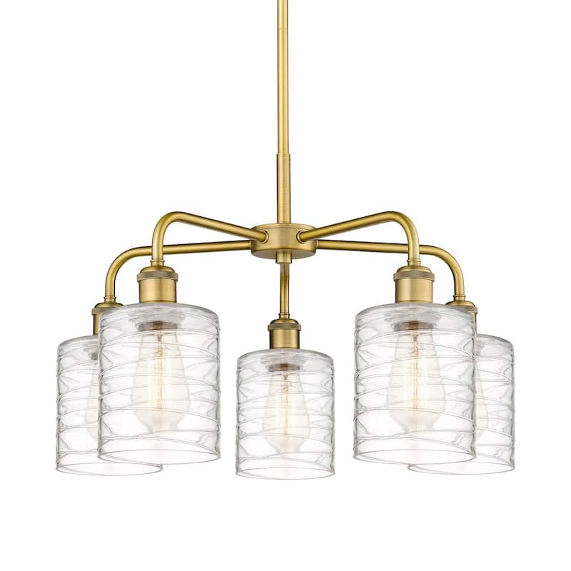 Innovations Lighting 516-5CR-15-23 Cobbleskill Chandelier Cobbleskill - Brushed Brass / Deco Swirl