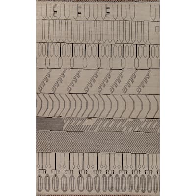 Abstract Moroccan Large Area Rug Handmade Oriental Wool Carpet - 9'11"x 14'5"