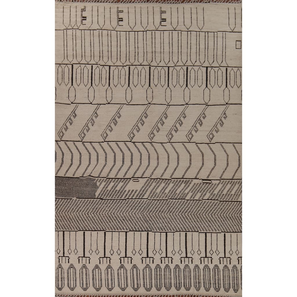 Abstract Moroccan Large Area Rug Handmade Oriental Wool Carpet - 9'11"x 14'5"