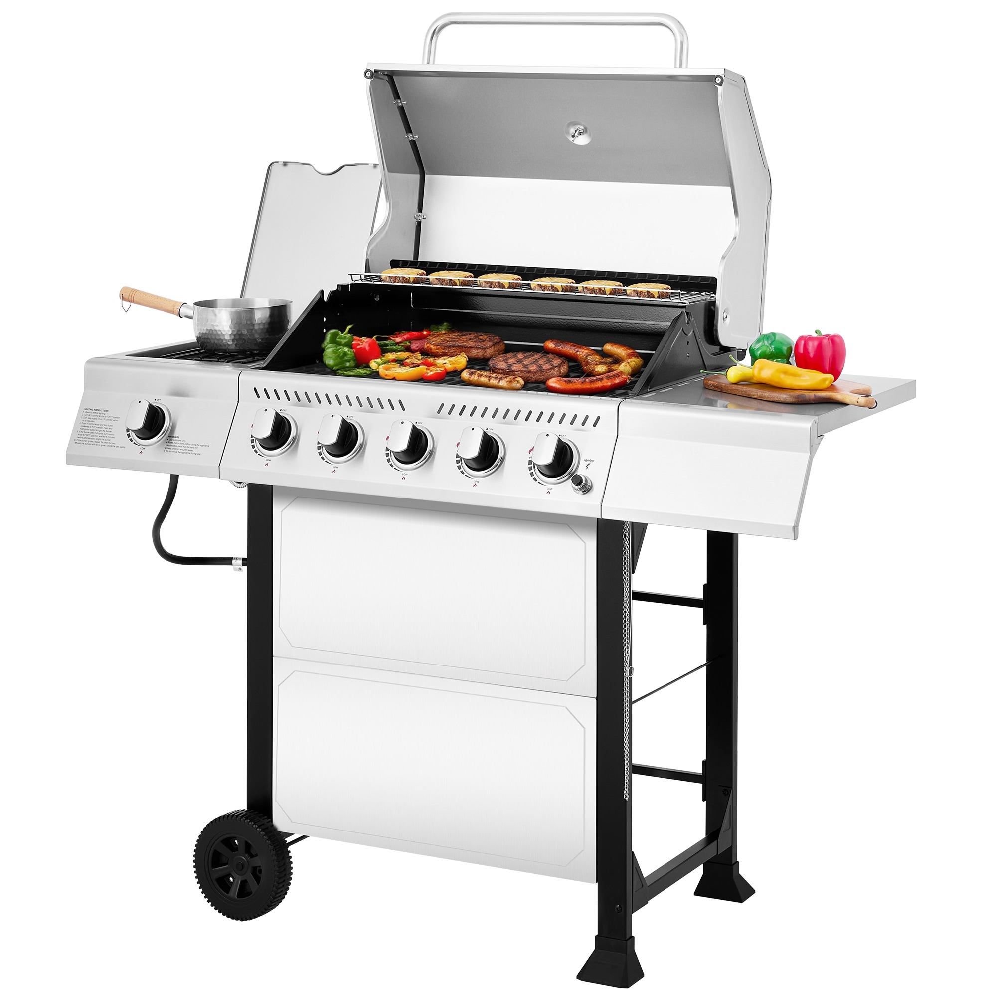 Royal Gourmet GA5401T 5-Burner Stainless Steel BBQ Gas Grill with Side Burner, 632 Sq. In. Cooking Area