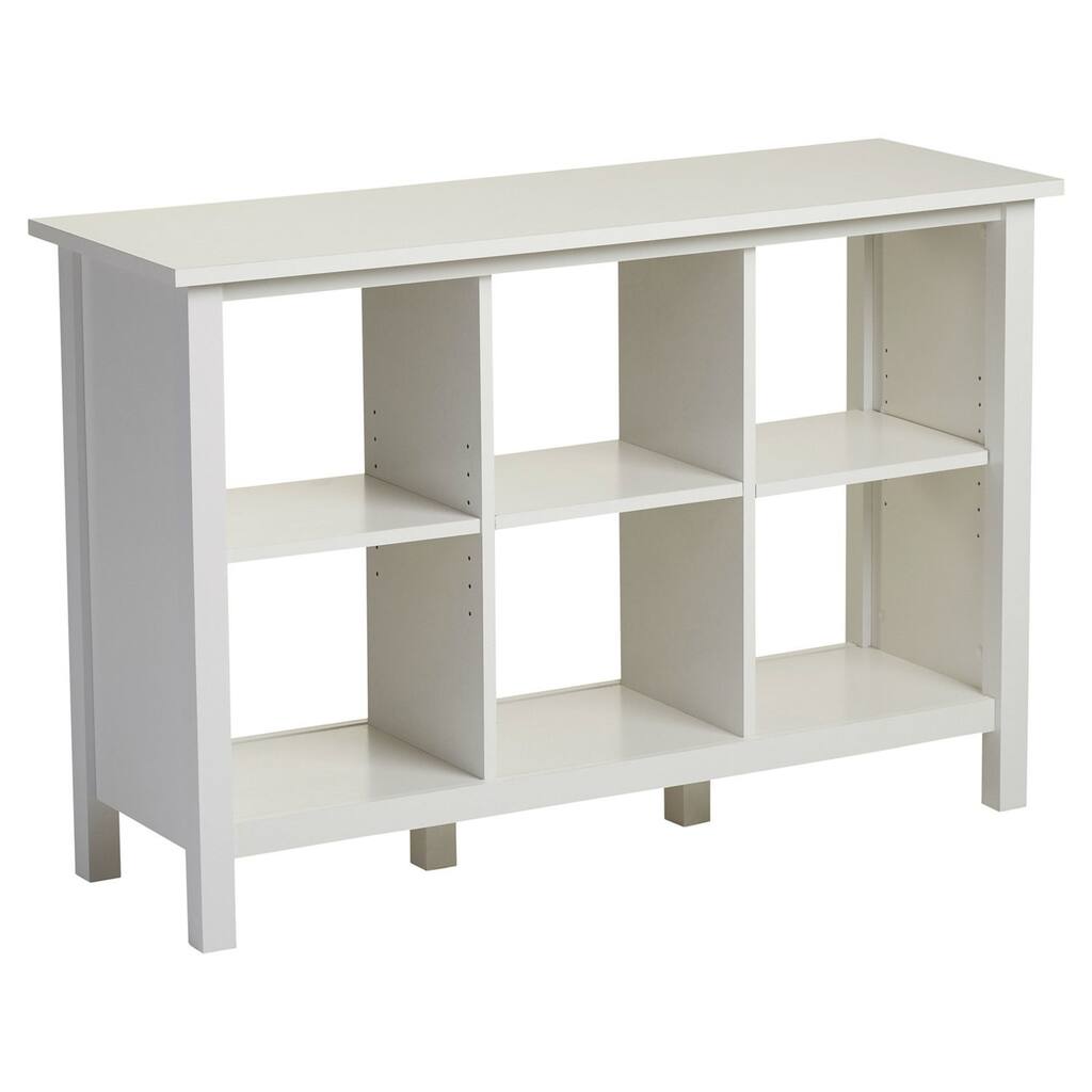 Daily Boutik Adjustable Shelf 6-Cube Bookcase Storage Unit Sideboard in White - 15" x 45" x 30"