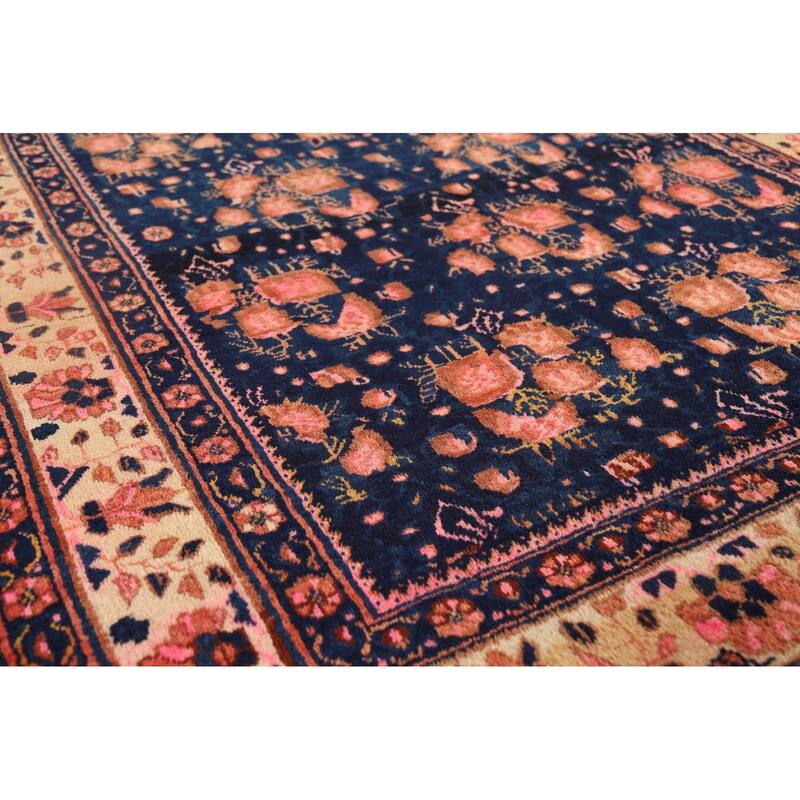 Blue Sirjan Persian Vintage Area Rug Hand-Knotted Wool Carpet - 4'6"x 6'3"
