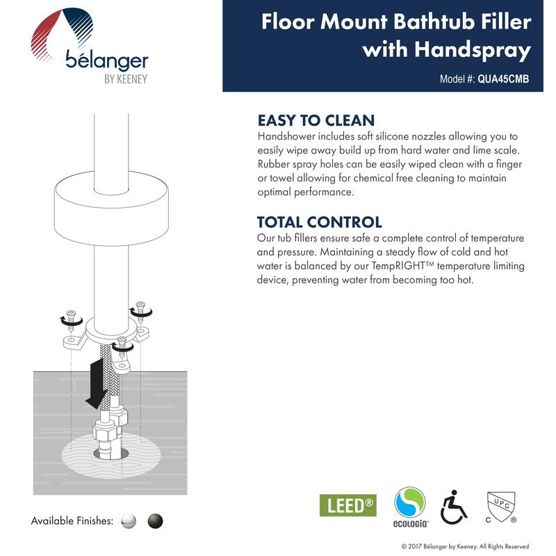 Belanger QUA45CMB Single Handle Freestanding Tub Filler, Matte Black