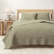 preview thumbnail 8 of 41, Linery & Co. Cotton Honeycomb Waffle Garment Washed Quilt Set Eucalyptus Green - King