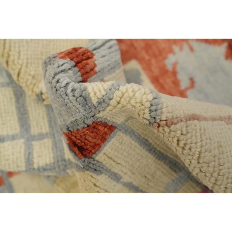 Hand Knotted Oriental 100% Wool Carpet Modern Geometric Beige & Ivories Gabbeh Area Rug - 11' 10'' X 9' 2''