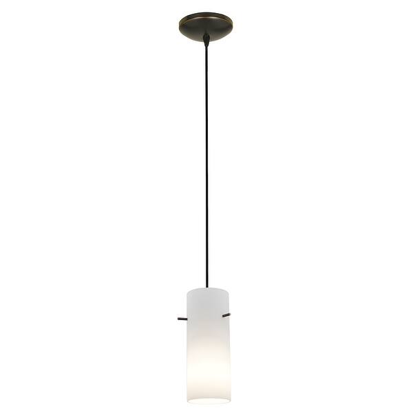 slide 1 of 1, Access Lighting Cylinder - Glass Pendant - 1-Light Pendant - Cord - Opal Glass Shade Off White