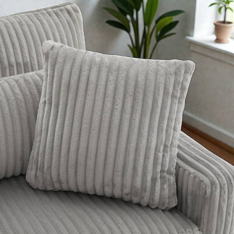 80.31" Modern Corduroy Loveseat Sofa with 4 Pillows, Upholstered Couch with Deep Seat for Living Room