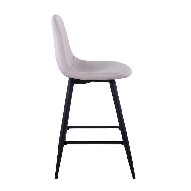 Lumisource Counter Stool in Black Metal and Blue Fabric, Set of 2 - 20"Lx17.25"Wx34.75"H