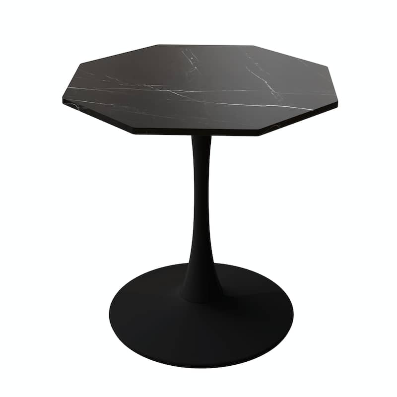 Sleek Octagonal Coffee Table with Printed Marble Top