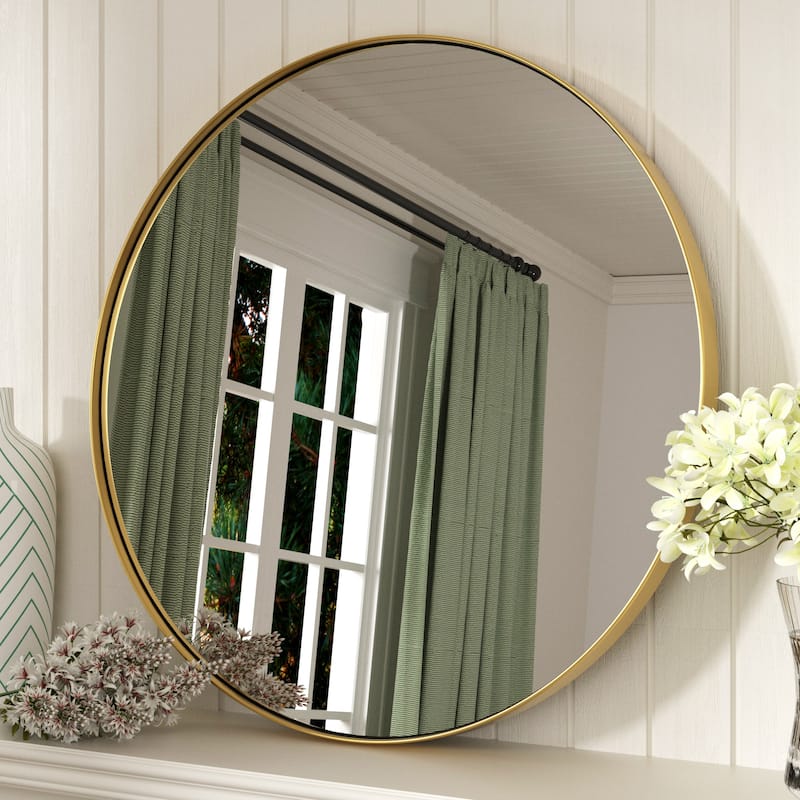 Modern Round Metal Frame Wall Mirror for Bathroom Vanity