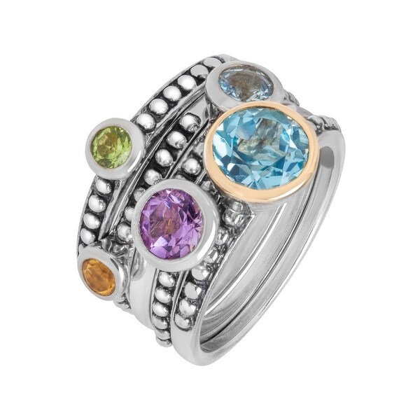 2 1/2 ct Multi-Stone Stackable Rings in Sterling Silver and 14K Gold