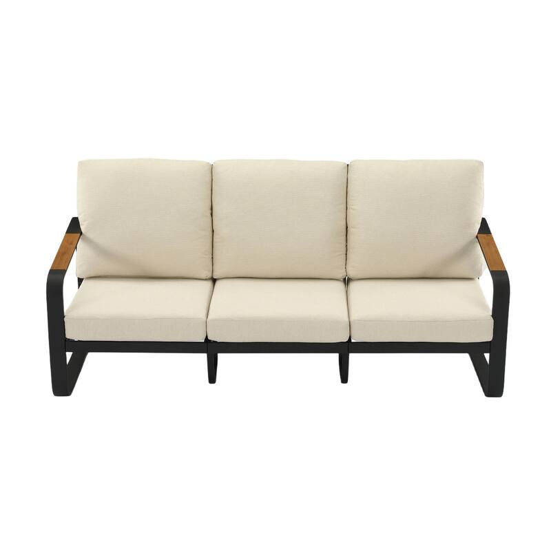 Outdoor Patio Sofa with Removable Cushions, Weather-Resistant