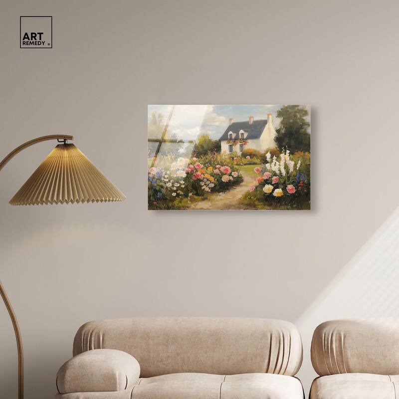 Floral Welcome Acrylic by Art Remedy, Ready to Hang