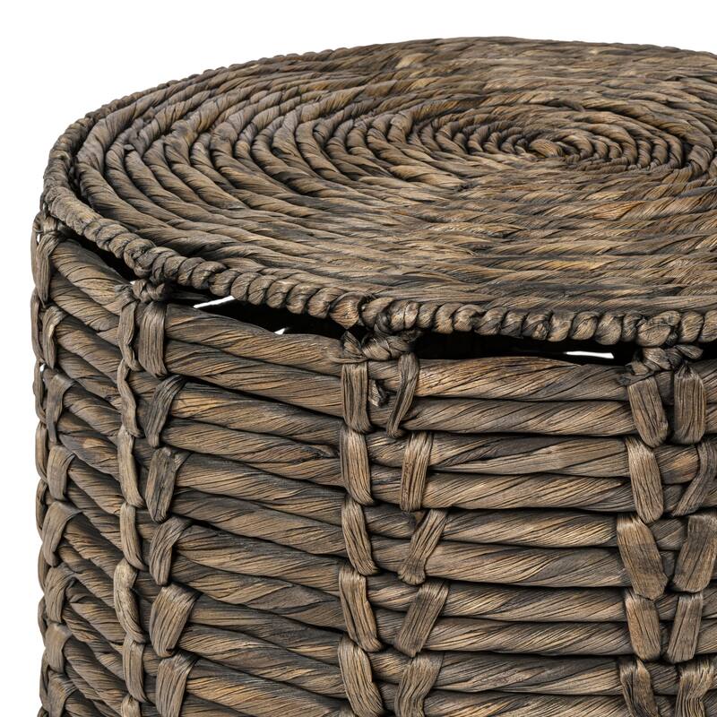 JONATHAN Y Zaria 18" Coastal Bohemian Handwoven Water Hyacinth Nesting Round Accent Table (Set 3)
