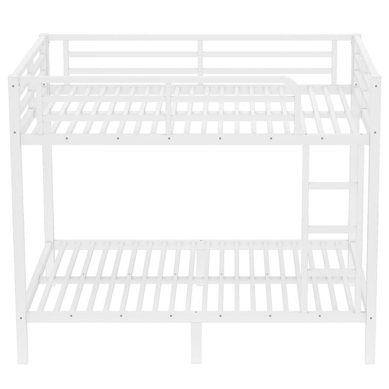 Metal Bunk Bed Frame with Safety Guardrail, Heavy Duty Metal Slat Support, Noise Free