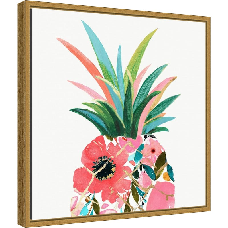 Pina Colada (Floral Pineapple) by Eva Watts Framed Canvas Art