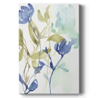 Cobalt & Olive Bouquet I Premium Gallery Wrapped Canvas - Ready to Hang