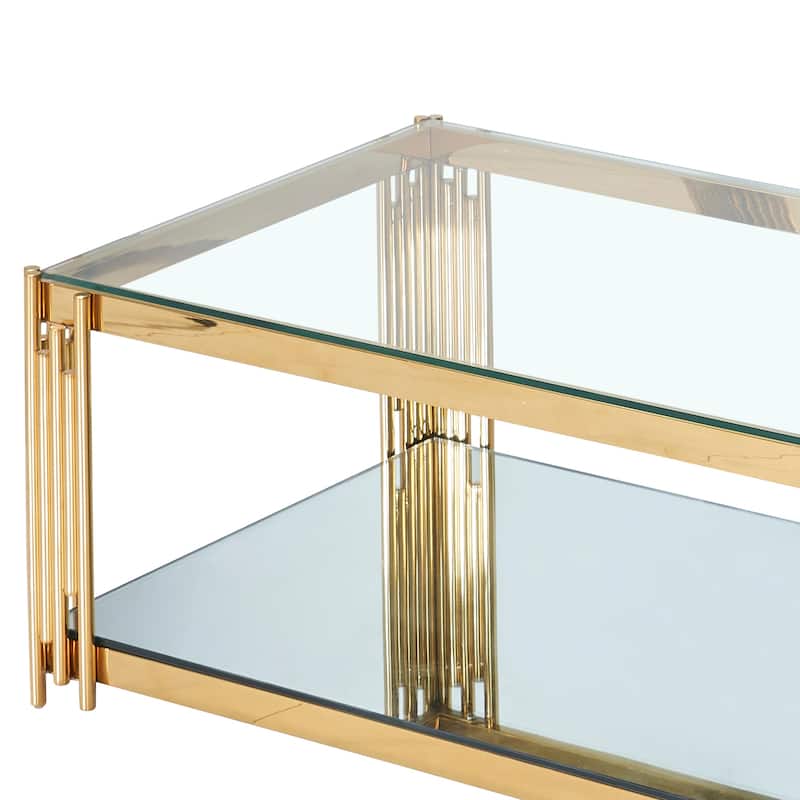 Contemporary Metal and Glass Rectangular Coffee Table