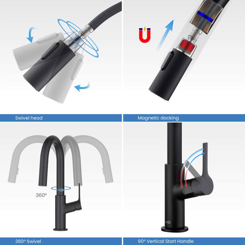 Fusion Single Handle Pull Down Kitchen & Bar Sink Faucet with Soap Dispenser