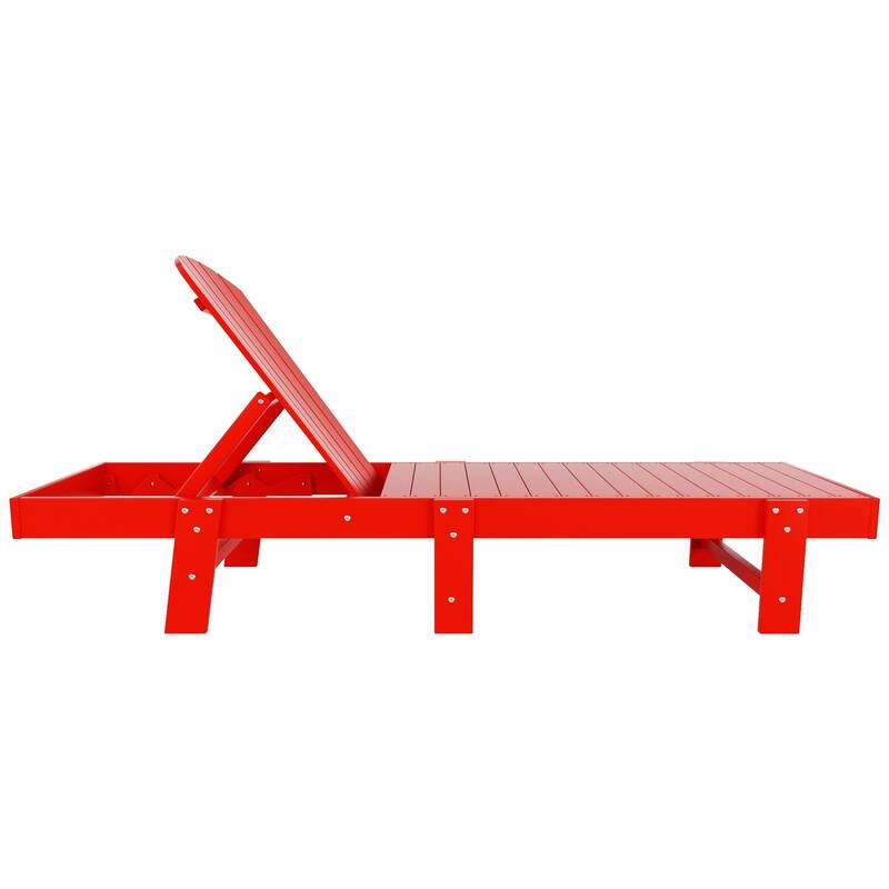 Altura Armless Poly Eco-Friendly All Weather Reclining Chaise Lounge with Side Table Set (3-Piece Set)