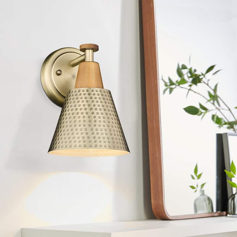 Modern Bathroom Vanity Light, Hammered Metal Shade