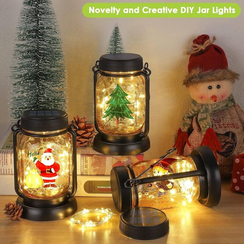 4 Pack Solar Hanging Lantern with Stakes