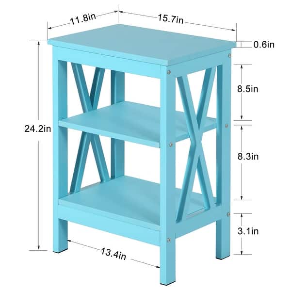 dimension image slide 2 of 5, Modern Nightstand with 3-Tier Storage Shelves, Nightstands Set of 2