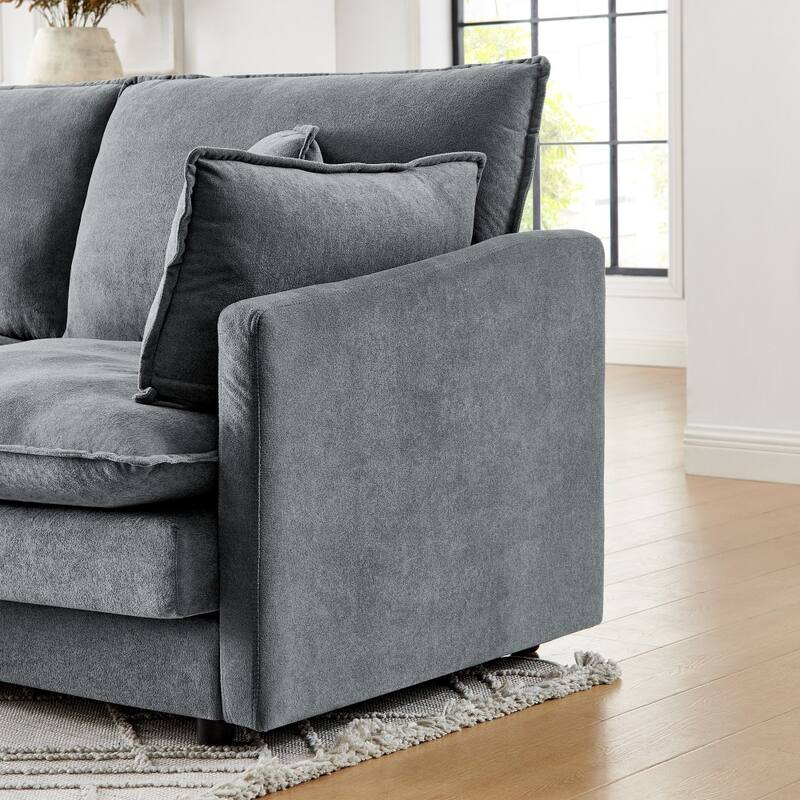 L-Shaped Convertible Oversized Sectional Sofa Couch with Ottoman
