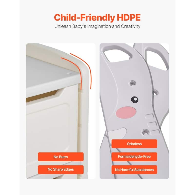 Kids Toy Storage, 4-Tier Elephant-Shape Toy Storage Organizer with 10 Plastic Bins, Kids Cubby Cabinet Made for Study Room