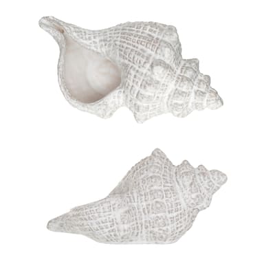 Stoneware Conch Shell Accent Décor - 10.4"L x 5.9"W x 5.1"H