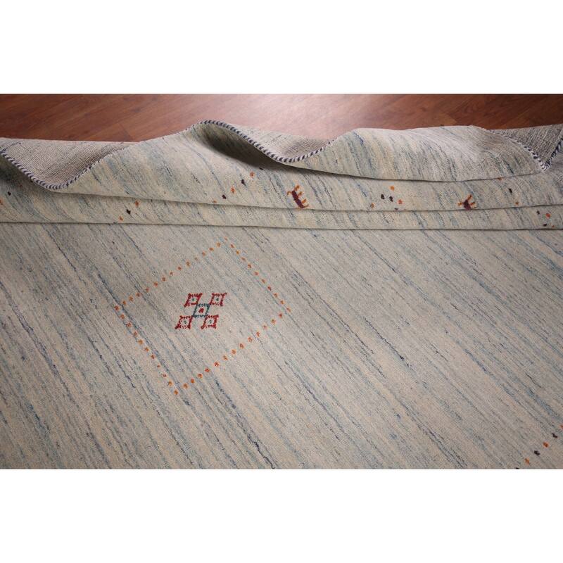 Gabbeh Indian Area Rug Handmade Beige Wool Carpet - 6'6"x 9'10"