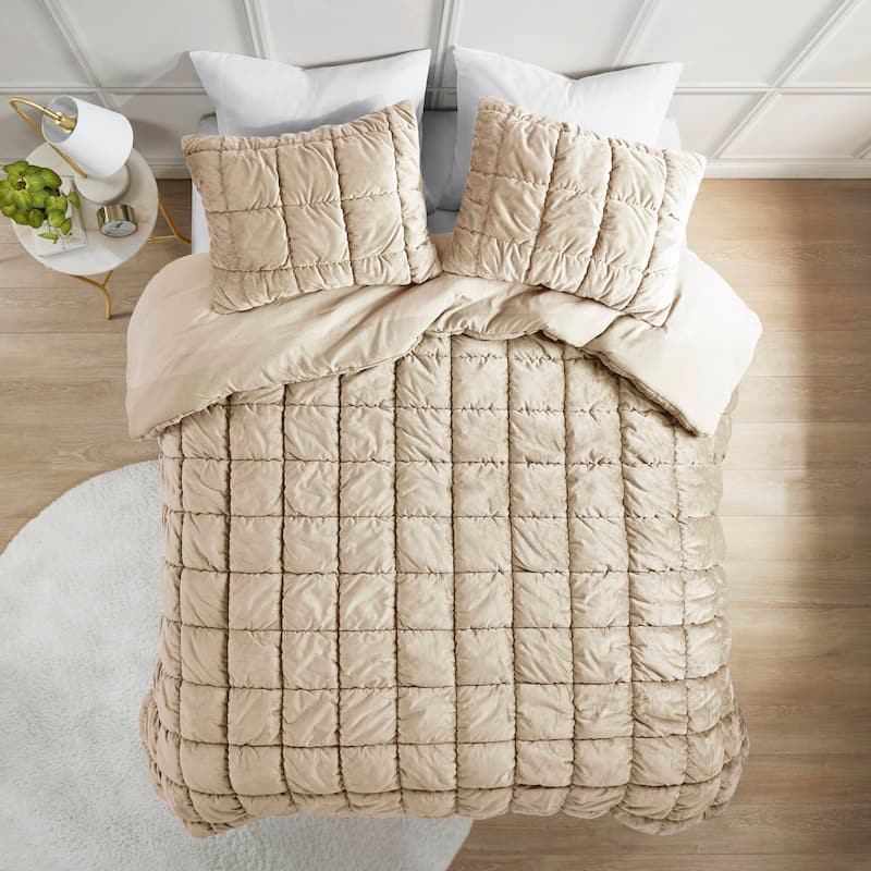 Intelligent Design Velvet Dream Puff 3 Piece Comforter Set