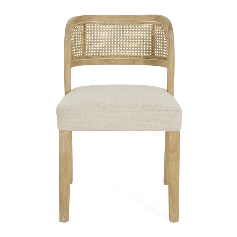 Christopher Knight Home - Minimalist 19.25"W Wood Dining Chairs Set with Hand-Woven Curved Backrest & Upholstered Seat
