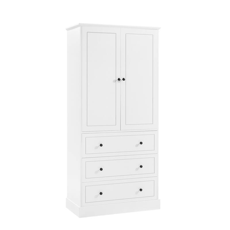 Tall Bathroom Storage Cabinet with Drawers and Adjustable Shelves, Modern Freestanding Floor Cabinet with Anti-Tip Kit