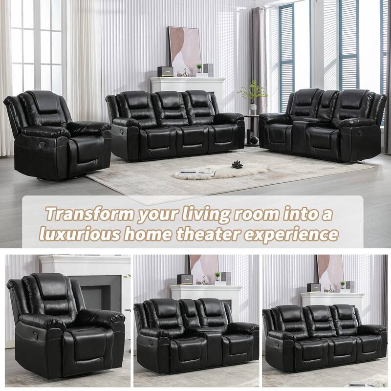 2 Seater Home Theater Recliner Manual Recliner Chair with a Storage Box and Two Cup Holders for Living Room,Bedroom